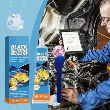 Черный герметик для двигателя 50 г, водонепроницаемый черный герметик для металла, стекла, керамики, устойчивый к высоким температурам герметик для клапана