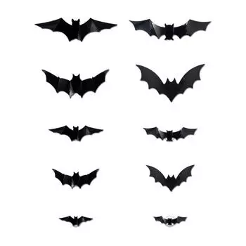 Черный Хэллоуин Новый Ночной Светильник Летучая Мышь - Черный ПВХ в форме Летучей Мыши Праздничная Атмосфера С Водонепроницаемым 24pcs