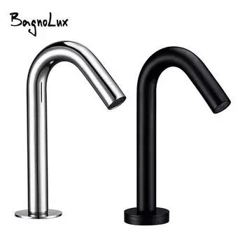 Черный хромированный нержавеющая сталь без ручек с сенсорным датчиком Smart Touch, чувствительный дизайн, смеситель для ванной комнаты, устанавливаемый на бортике Brass