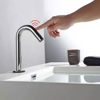 Черный хромированный нержавеющая сталь без ручек с сенсорным датчиком Smart Touch, чувствительный дизайн, смеситель для ванной комнаты, устанавливаемый на бортике Brass