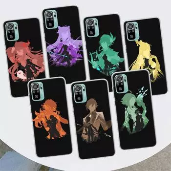 Черный художественный чехол для телефона Genshin Impact для Xiaomi Redmi Note 10 Pro Max 10S 9 9S 9T 8 8T 11T 11S 11 5G 11E 7 6 5 4X Redmi Note 10S