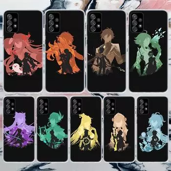 Черный художественный мягкий чехол для телефона Genshin Impact для Samsung Galaxy A52 A53 A12 A13 A22 A23 A32 A33 A72 A73 5g A02s A03s A50s Pattern Co Samsung A50S