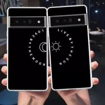 Черный и белый цвет Love Sun Moon для Google Pixel 8 7 6 Pro 6A 5 4 5A 4A 3A XL 5G чехол для телефона силиконовый противоударный мягкий чехол Pixel 5A