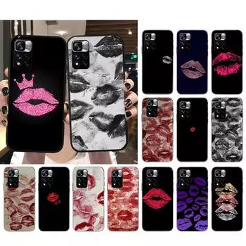 Черный и красный чехол для телефона с поцелуем губ для Xiaomi Redmi Note 13 12 Pro 11S 11 10 Pro 10S 12S Redmi 10 13C 9C Redmi 10