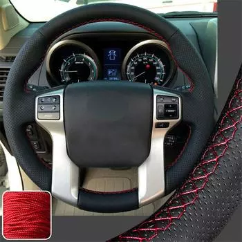 Черный и красный кожаный чехол на руль Prado для Toyota 4Runner Tacoma Tundra