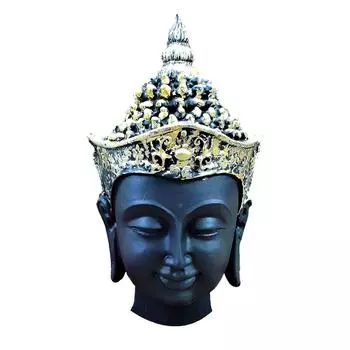 Черный и Золотой Голова Будды Лицо Статуэтки Идолы Гаутам Будд Ки Мурти Статуи для Сада Домашнего Декора (Статуэтка головы Будды в МУКУТЕ)