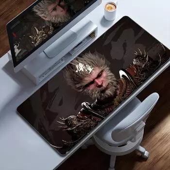 Черный игровой коврик для мыши Myth WuKong, большой коврик для клавиатуры и мыши, офисный резиновый коврик для ПК, компьютера, ноутбука, игровой противоскользящий коврик для мыши