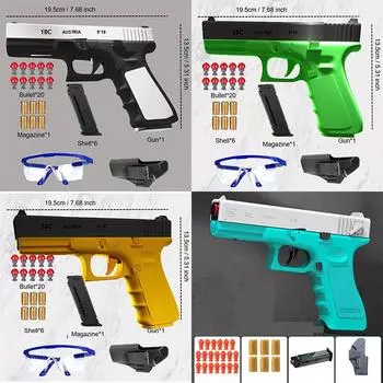 Черный игрушечный пистолет Glock с автоматической выгрузкой гильз и мягкими пулями G18 Airsoft Pistol Armas Children CS Shooting Weapons Gun Toy для мальчиков