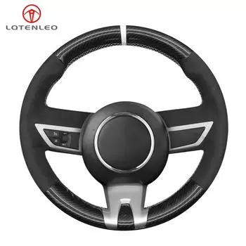 Черный искусственный карбоновый замш, сшитый вручную, нескользящий мягкий автомобильный чехол на руль с оплетками для Chevrolet Camaro 2010 2011 2012 2013 чёрный