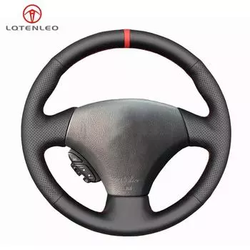 Черный искусственный кожаный чехол на руль автомобиля, прошитый вручную, противоскользящий, оплетка для Toyota Corolla Yaris Verso sportivo ZZE123 1999-2005 чёрный