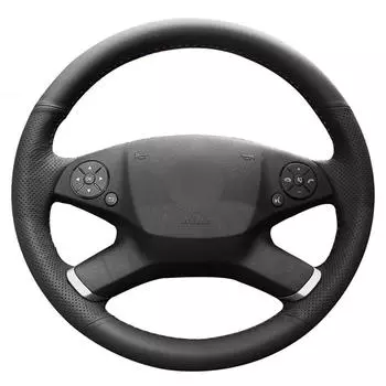 Черный искусственный кожаный чехол на руль автомобиля, сшитый вручную, нескользящий, мягкий, для Mercedes Benz E-Class W212 2009 2010 2011 2012 2013 чёрный