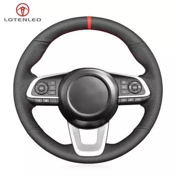 Черный искусственный кожаный чехол на руль автомобиля, сшитый вручную, нескользящий, мягкий, оплетка для Toyota Raize 2019-2024 Yaris 2023-2024 чёрный