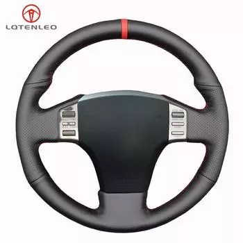 Черный искусственный кожаный чехол на руль автомобиля, сшитый вручную, нескользящий, мягкий, для Infiniti G35 2003-2006 Nissan Skyline V35 2003-2006 чёрный