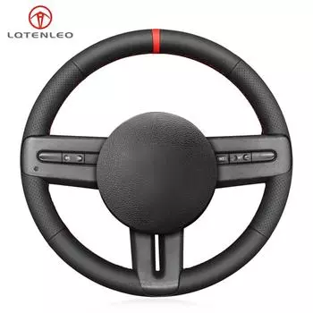 Черный искусственный кожаный мягкий нескользящий чехол на руль автомобиля, сшитый вручную для Ford Mustang 2005 2006 2007 2008 20009 2010 2011 2012 чёрный