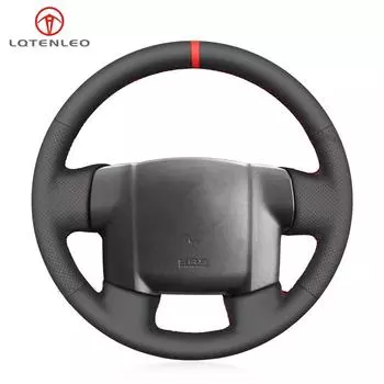 Черный искусственный кожаный нескользящий мягкий чехол на руль автомобиля, сшитый вручную, с оплетками для Isuzu D-MAX 2007 2008 2009 2010 2011 чёрный