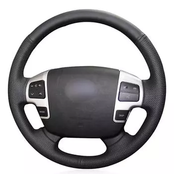 Черный искусственный кожаный противоскользящий чехол на руль автомобиля для Toyota Land Cruiser HiAce 2007-2019 Tundra Sequoia 2007-2013 чёрный