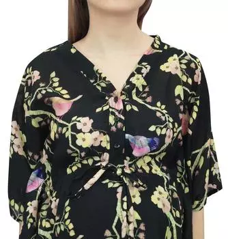 Черный кафтан для беременных Bimba Moms с принтом и кулиской на талии макси 10 темно-синий