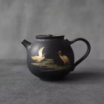 Черный керамический чайник, чайник кунг-фу, 180 мл Crane teapot