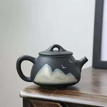 Черный керамический чайник Green Hill с боковой ручкой, японский винтажный керамический чайный сервиз в стиле кунг-фу, чайник, кофейный чайник, глиняный чайник для воды