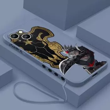 Черный клевер аниме для Apple iPhone 15 14 13 12 11 XS XR X 8 7 Pro Max Plus Mini Liquid Left Rope телефон чехол iPhone 11