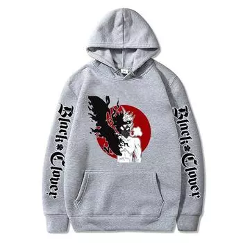Черный клевер аниме уличная одежда Asta Cool Graphic Print Hooded Men Women Hot Manga Hoodies Oversize Pullover Harajuku Sweatshirt XS белый