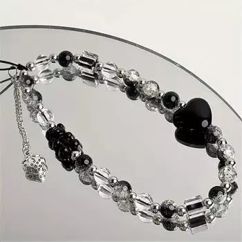 Черный клубничный медведь любовь телефон цепочка с подвеской ремешок для ключей шнурок для мобильного телефона девушка брелок мобильный телефон чехол подвесная цепь чёрный