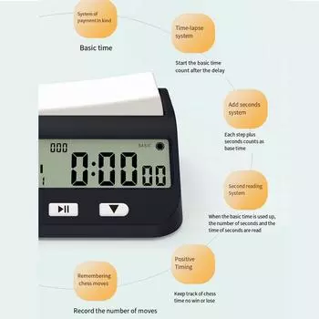Черный Компактный Таймер Шахматные Часы Комплексная Функциональность Простая Настройка Вторая Система Отсчета