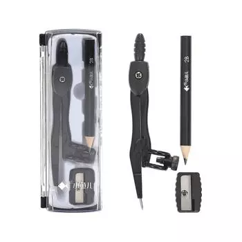 Черный компас с геометрическим набором из цинкового сплава, многофункциональная ручка-зажим, компас, инструменты для письма, рисования, школьные канцелярские принадлежности чёрный