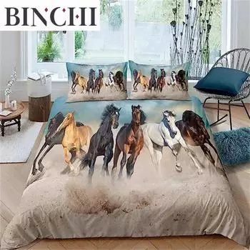 Черный конь дети мальчики галопирующий пододеяльник 3D фермерские животные одеяло покрывало для подростков взрослых деревенский стиль кантри фермерский декор EU single(135x200cm)