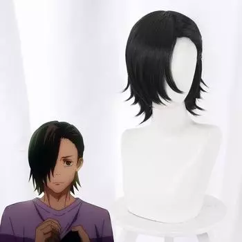 Черный короткий парик Косплей Аниме Дзюдзюцу Кайсен Йошино Дзюнпей Костюм Термостойкие Синтетические Волосы Мужчины Женщины Парики One Size чёрный