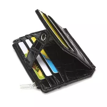 Черный короткий тонкий кожаный держатель для кредитных карт, чехол-кошелек, держатель для карт, кошелек для монет, мужская и женская сумка для карт, деловой кошелек чёрный