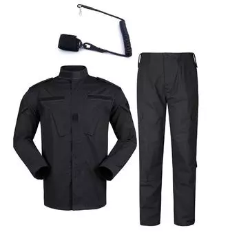 Черный костюм из рибстопа, блузка, брюки, комплект спецодежды, униформа охраны с ремешком для пистолета XS