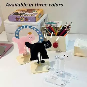 Черный кот Акриловый держатель для мобильного телефона Ipad Tablet Универсальный милый мультяшный питомец Настольный драма преследование артефакт противоскользящий и устойчивый