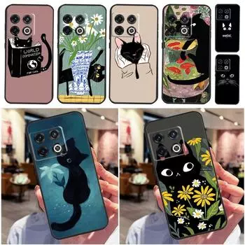 Черный кот мультфильм милый Funda для Oneplus 8T 10T 9R 9RT Ace 8 9 10 Pro Чехол для Oneplus Nord 2T N10 N20 CE 2 Lite OnePlus 9