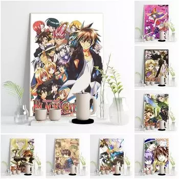 Черный кот японского аниме печати художественный плакат комиксов картина маслом современный мультфильм Наклейка на стену 21cm30cm NoFrame