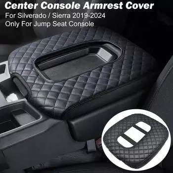 Черный кожаный чехол на подлокотник центральной консоли, подходит для Chevy Silverado GMC Sierra 2019-2024 чёрный