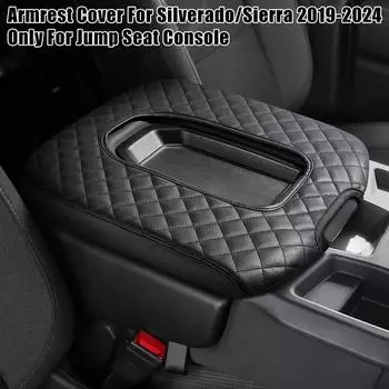 Черный кожаный чехол на подлокотник центральной консоли, подходит для Chevy Silverado GMC Sierra 2019-2024 чёрный