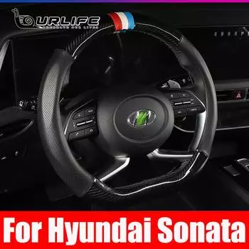 Черный кожаный чехол на руль, автомобильные аксессуары для Hyundai Elantra 7th Sonata A