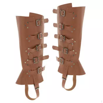 Черный кожаный чехол с регулируемой шириной и заклепками, средневековый чехол для обуви с пряжкой коричневый