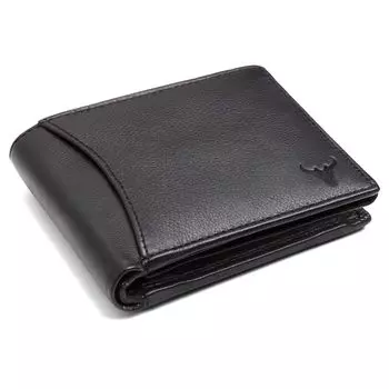 Черный кожаный кошелек для мужчин, 2 секретных отделения, 6 отделений для кредитных/дебетовых карт, 2 отделения для купюр, 3 прозрачных окошка для удостоверений личности, 1 карман для монет и на молнии