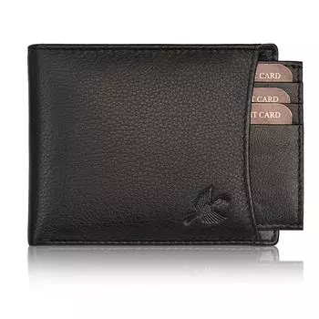 Черный кожаный кошелек для мужчин | Кошельки мужские с блокировкой RFID | Мужской кожаный кошелек