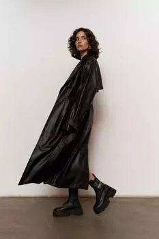 Черный кожаный тренч Layton