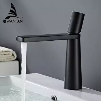 Черный кран для раковины, латунный кран для ванной комнаты, смеситель для раковины, золотой кран для раковины, однорычажный смеситель для горячей и холодной воды 855920