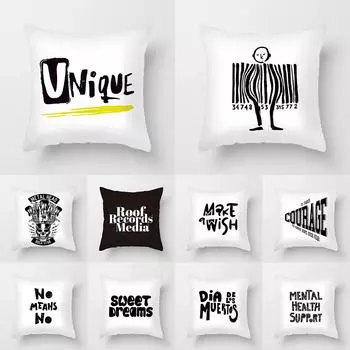 Черный креативный чехол для подушки с буквенным принтом для дома, гостиной, дивана, спальни, декоративная наволочка 40X40CM