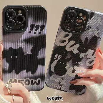 Черный кролик, новинка 2023, силиконовый мягкий милый чехол Ins для Iphone 13 12 Promax 14 11 Pro Max Plus Xsmax Xr X, чехол для телефона for iphone X XS