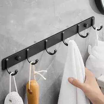 Черный крючок для халата для ванной комнаты, кухни, дома, настенный, креативный, для двери, пальто, одежды, полотенец, держатель для ключей, вешалка, хранение 3, 4, 5, 6 крючков