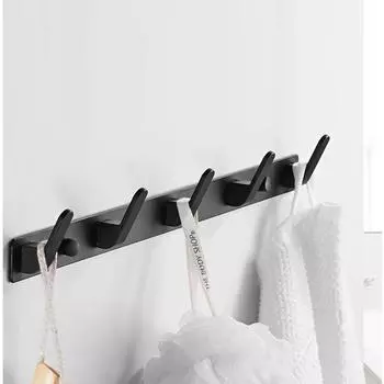 Черный крючок для халата, крючок для одежды, настенный алюминиевый, фурнитура для ванной комнаты, крючки для халатов, настенный крючок для шляп, аксессуары для ванной комнаты чёрный