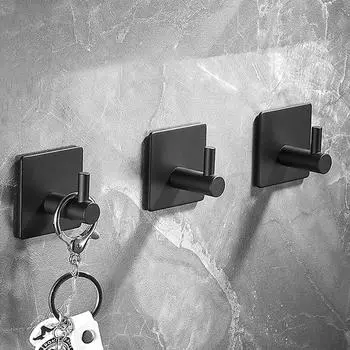 Черный крючок для халата, настенный крючок для ключей, роскошный крючок для полотенец, вешалка для ванной из нержавеющей стали, нержавеющий крючок для кухонного оборудования 1pc