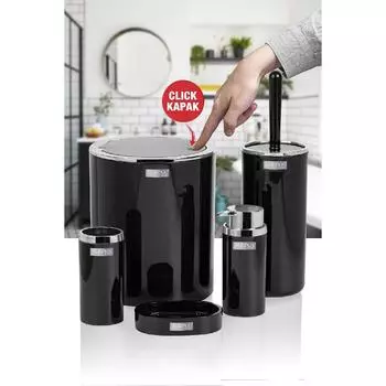 Черный круглый хромированный набор для ванной комнаты из 5 предметов