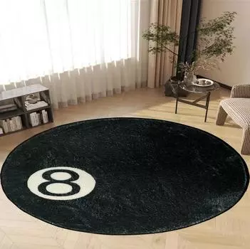 Черный круглый ковер с имитацией кашемира и восьмеркой, украшение для дома, нескользящий мягкий коврик для гостиной, спальни, гардеробной 60x60cm